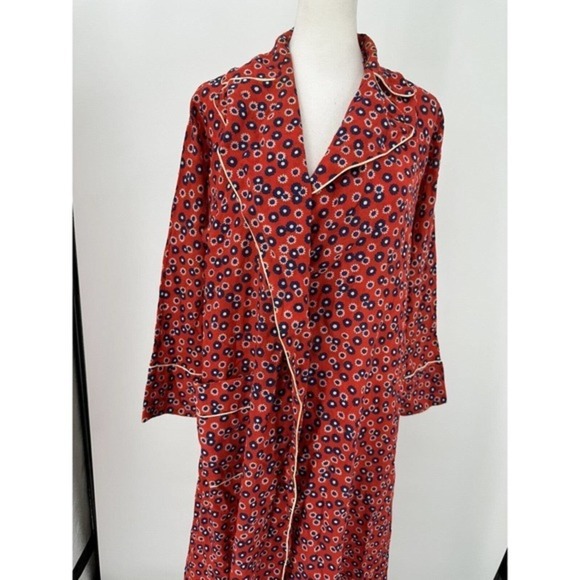 Montenapoleone Women's Red Floral Belted Robe Size 2 Made in Italy 70s? - Picture 8 of 15